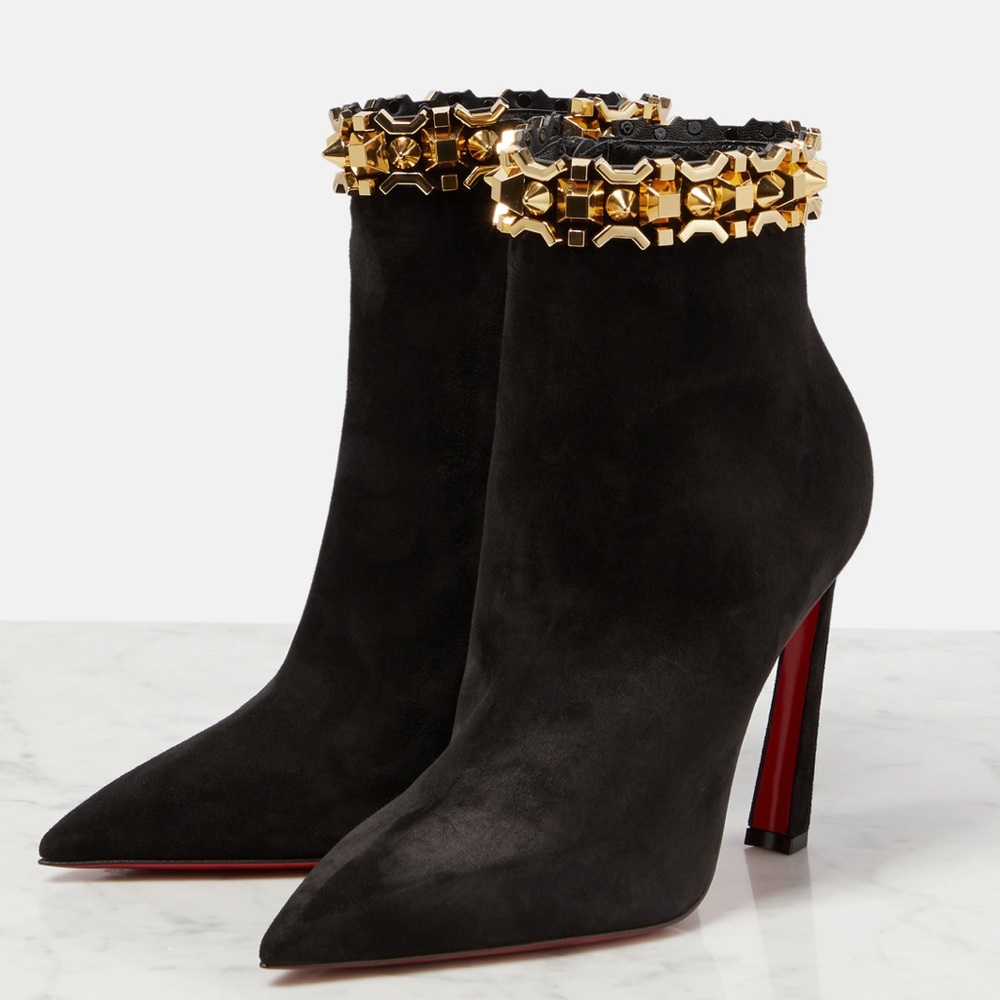 Christian Louboutin Asteroispikes Booty Embellished Suede Ankle Boots Booties - Picture 6 of 16